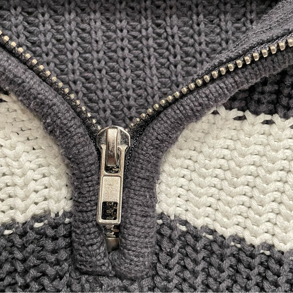 Dynamite Blue & White Striped Knit 1/4 Zip Sweater Women’s Small - Picture 4 of 11